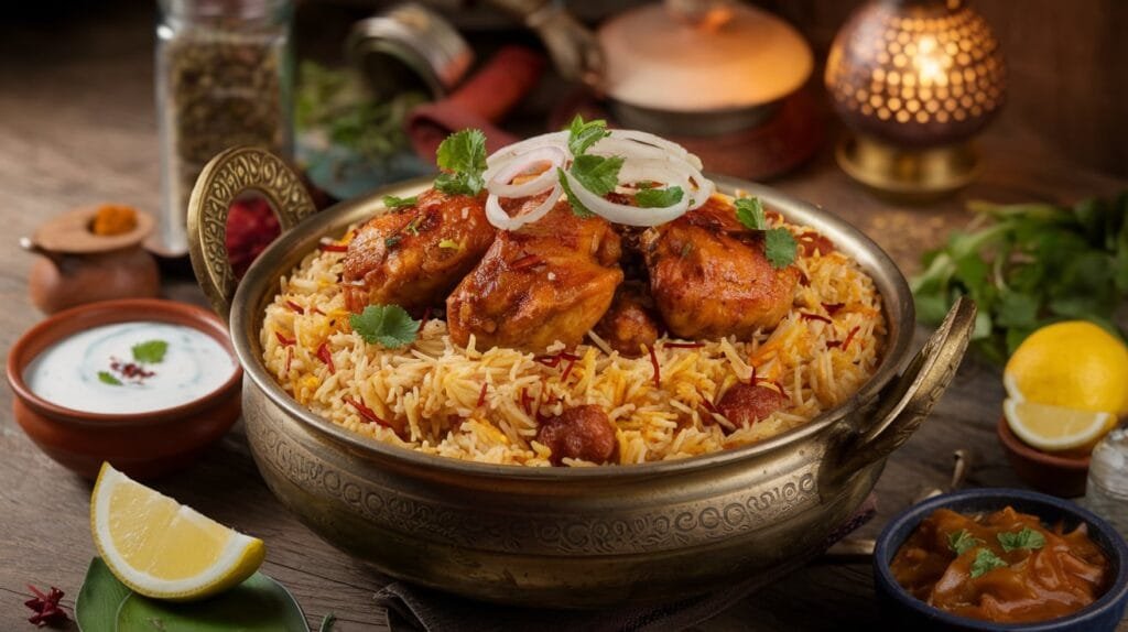 A vibrant chicken biryani recipe featuring fragrant basmati rice and tender spiced chicken.